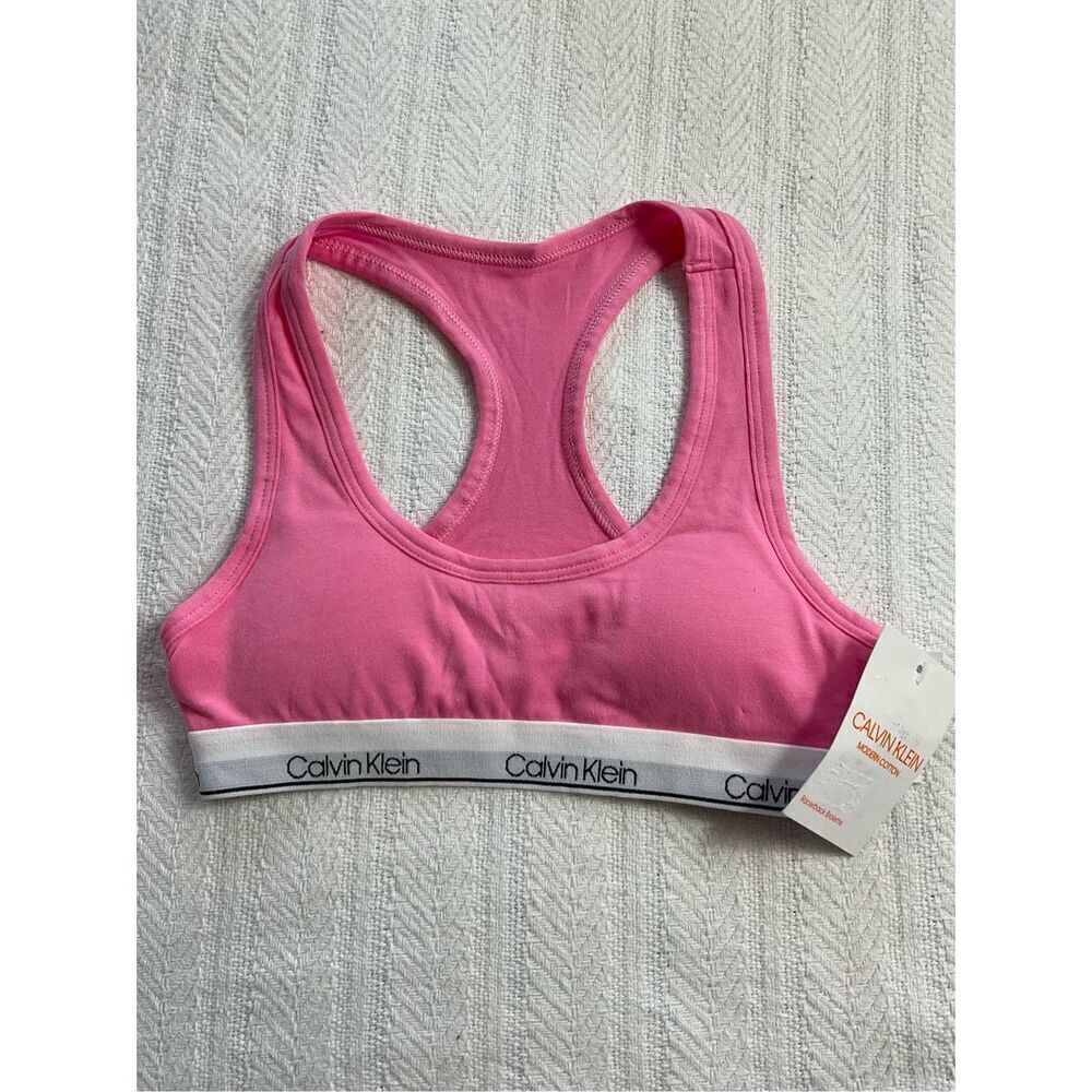 CALVIN KLEIN GIRLS SMALL PINK SPORTS BRA